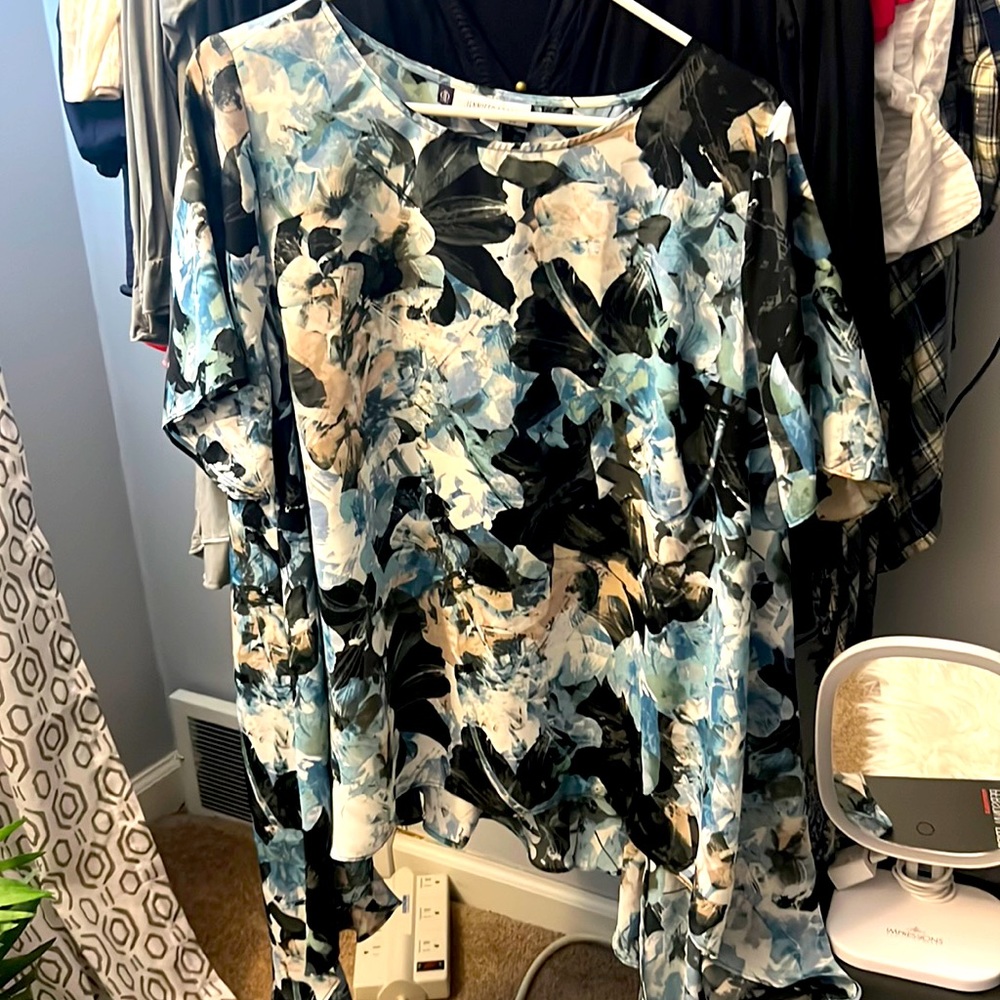 Jennifer Lopez Womens Sheer Blouse 0X